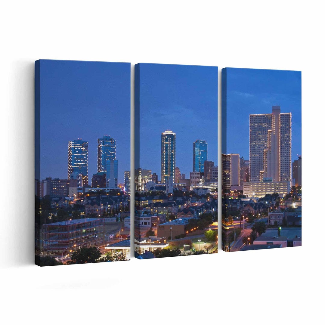 Fort Worth Skyline Wall Art | Canvas or Poster Print (framed) | Color ...