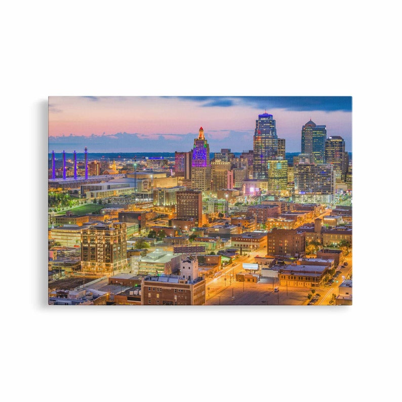 Kansas City Skyline Wall Art Kansas City Canvas Print Missouri Etsy