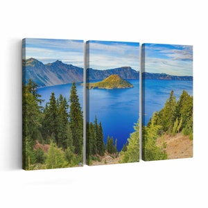 Impresión de lienzo de Crater Lake // Arte de la pared de Crater Lake // Cartel de Crater Lake // Decoración del hogar de Crater Lake // Impresión de Crater Lake