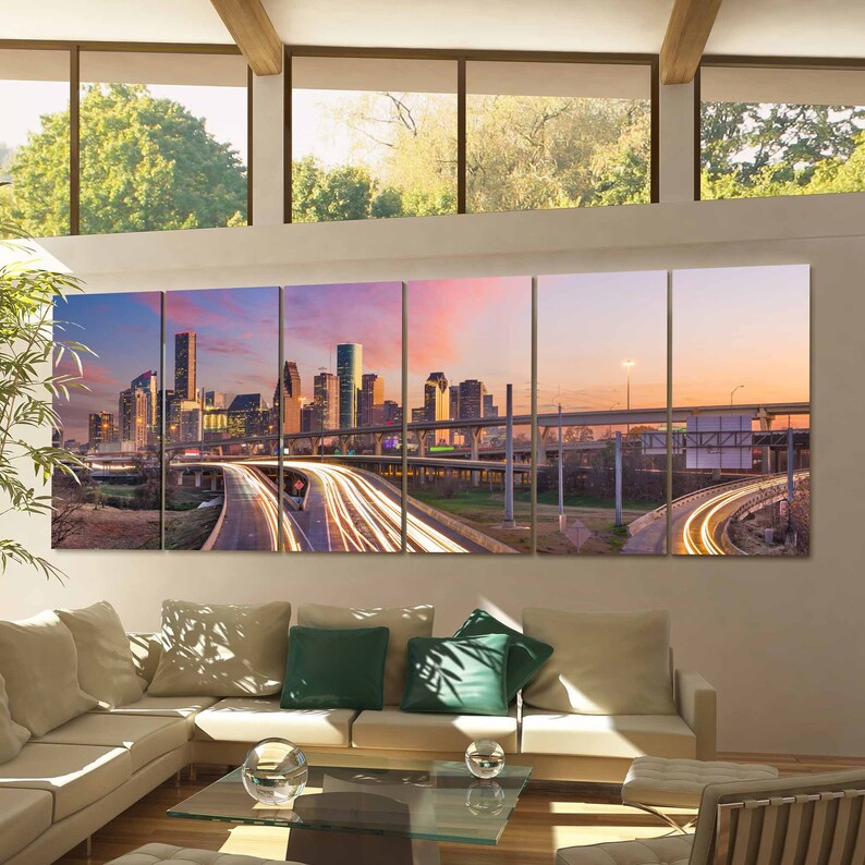 Houston Skyline Wall Art Houston Canvas Print Texas Multiple Etsy