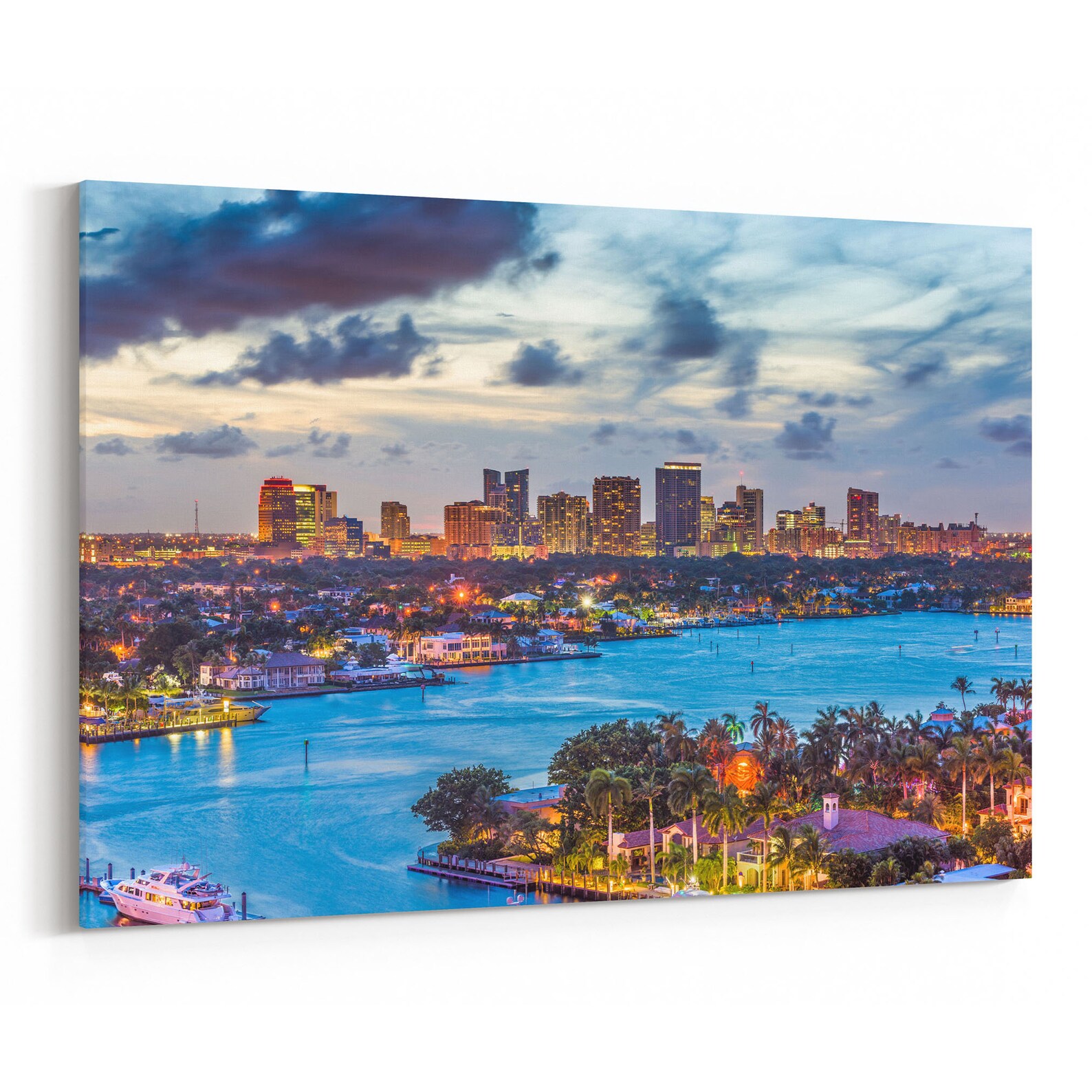 Fort Lauderdale Skyline Wall Art Fort Lauderdale Canvas Print Etsy