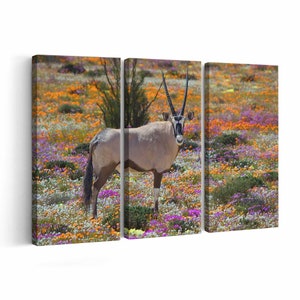 Oryx in Flowers Canvas print || Oryx in Flowers Wall Art || Oryx in Flowers Poster || Oryx in Flowers home decor || Oryx in Flowers Print