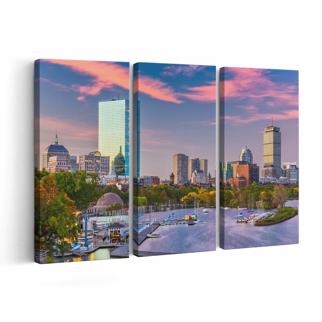 Boston Skyline Canvas Print Boston Skyline Wall Art Boston Skyline