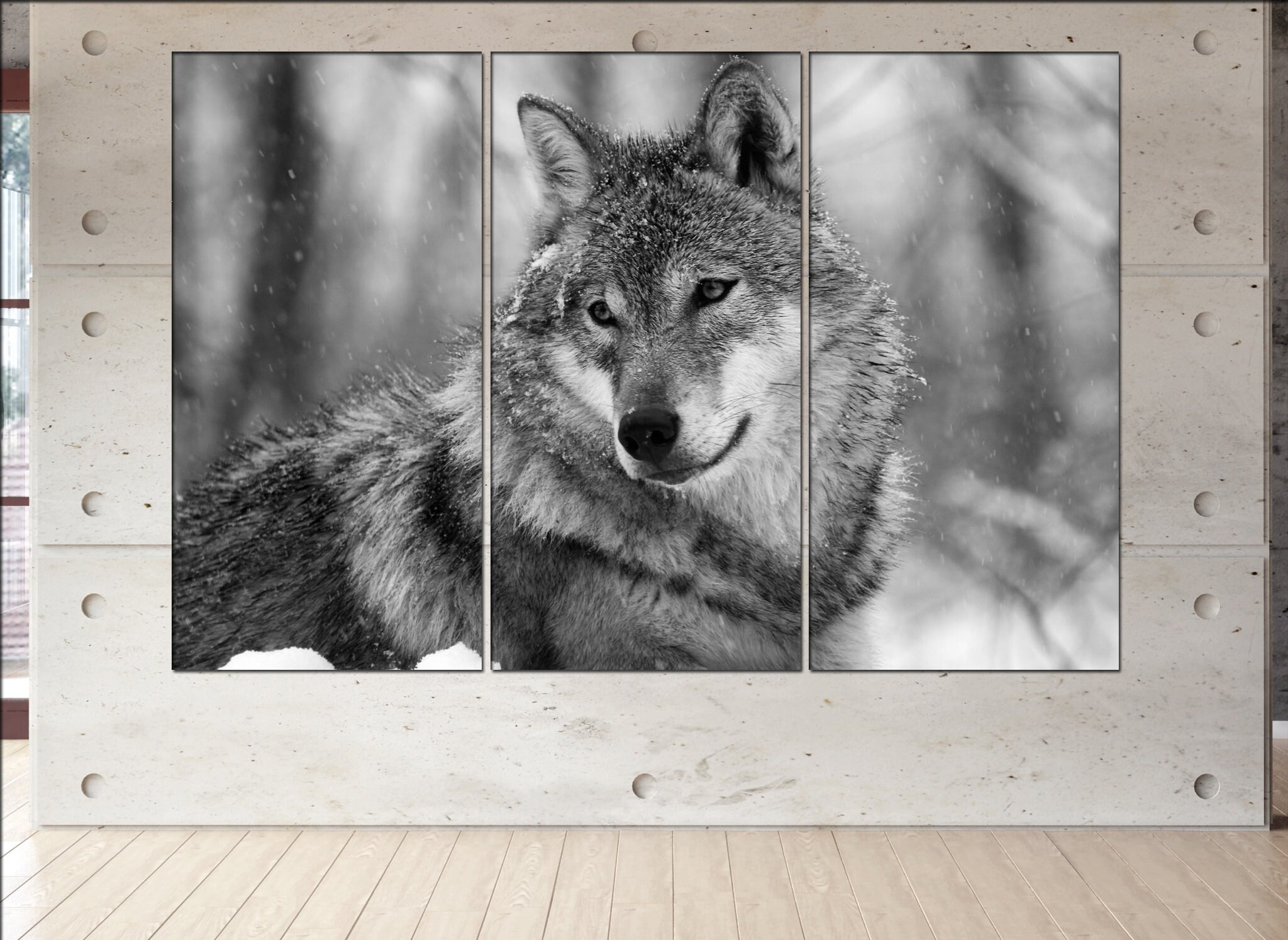 Gray wolf canvas wall art Gray wolf wall decoration Gray wolf canvas