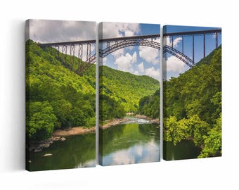 New River Gorge Bridge Skyline wall art | Canvas Print or Poster | Color / Black & White