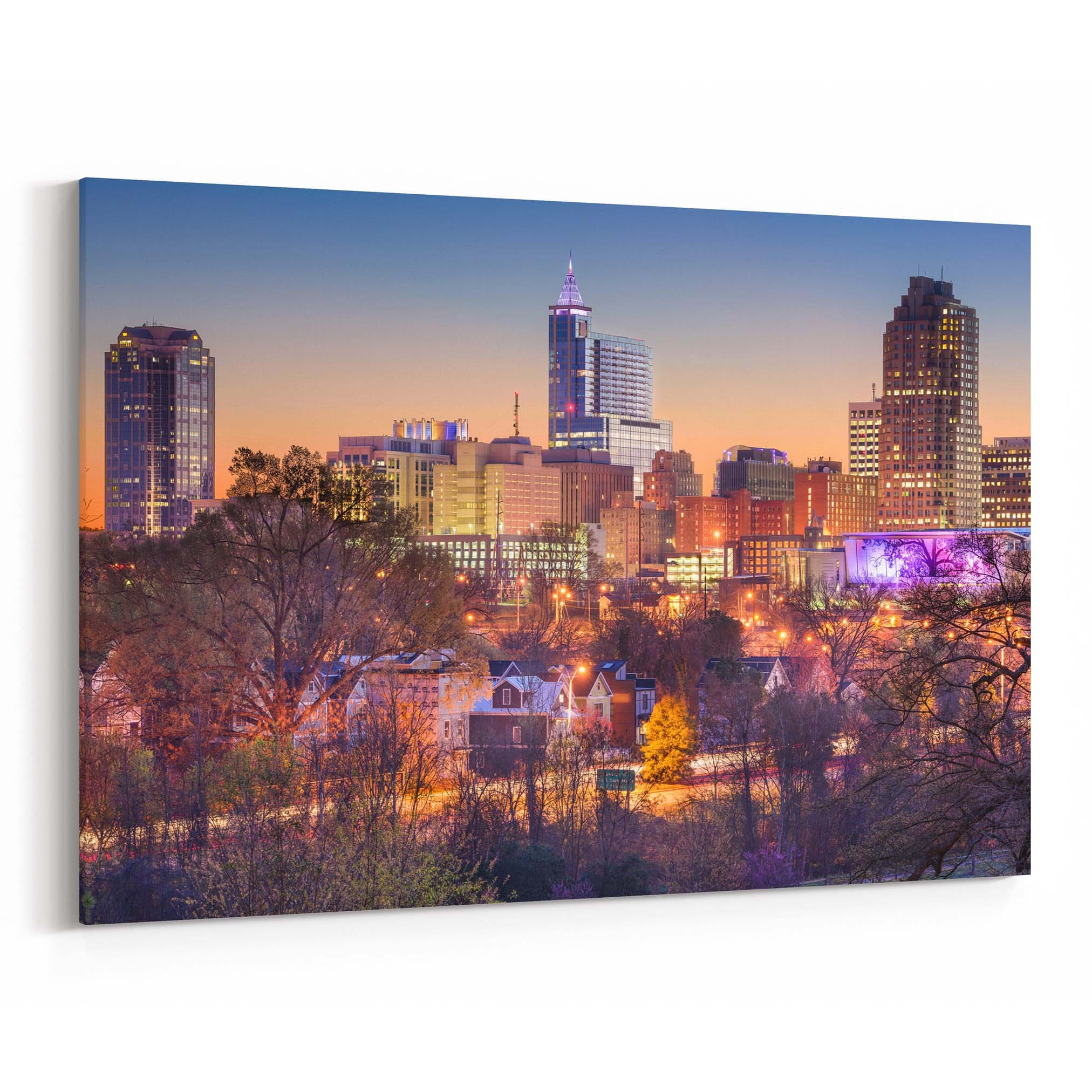 Raleigh Skyline Wall Art Raleigh Canvas Print Multiple Sizes Etsy