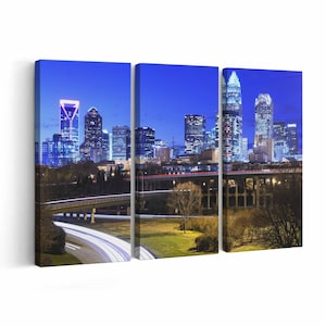 Charlotte North Carolina Skyline Canvas print || Charlotte North Carolina Skyline Wall Art || Charlotte North Carolina Skyline Poster || Cha