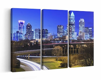 Charlotte North Carolina Skyline Canvas print || Charlotte North Carolina Skyline Wall Art || Charlotte North Carolina Skyline Poster || Cha