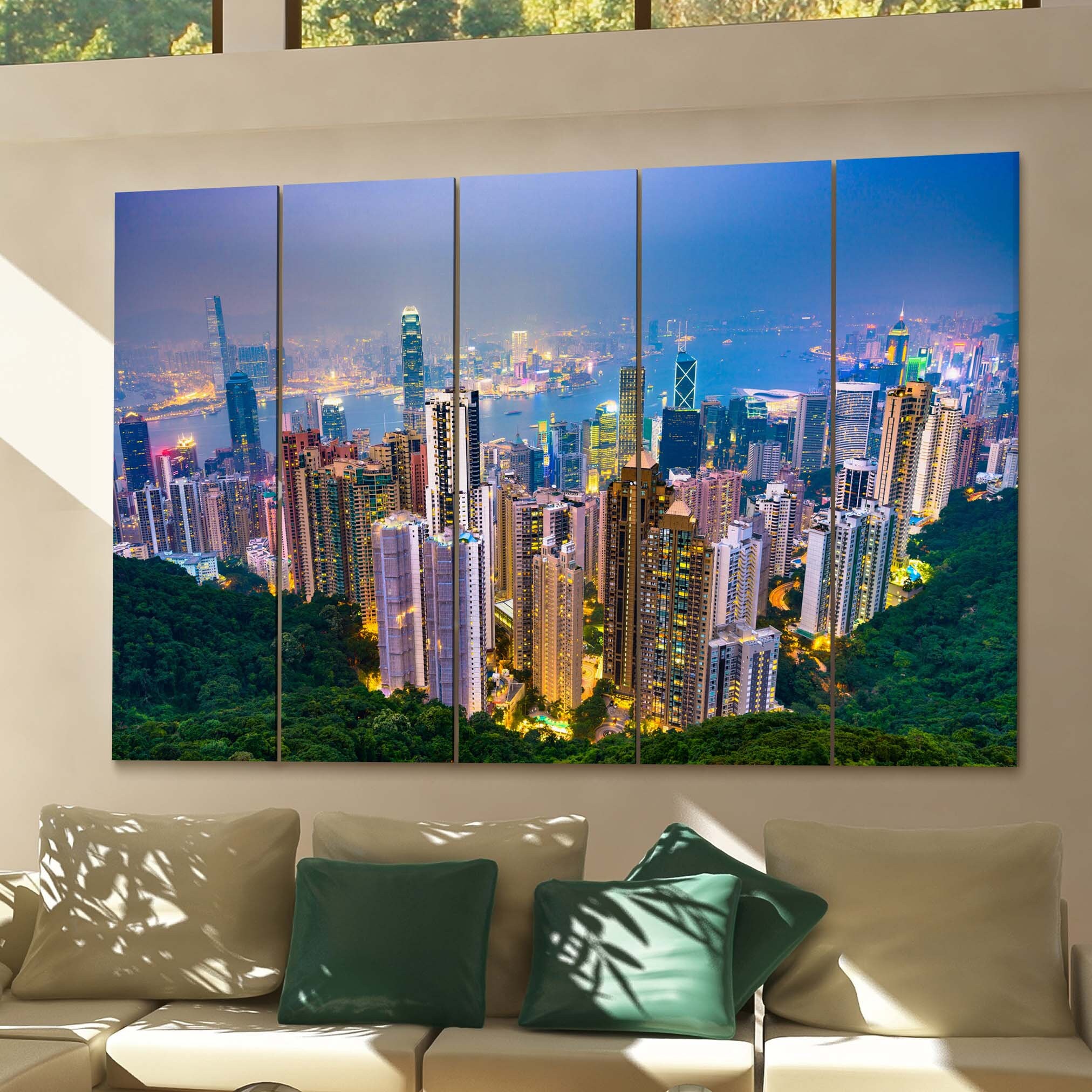 Hong Kong Skyline Wall Art Hong Kong Canvas Print China Etsy