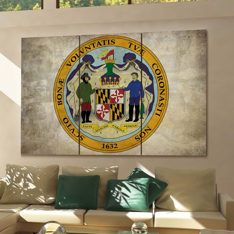 Maryland State Seal Wall Art Canvas Maryland State Seal Canvas | Etsy