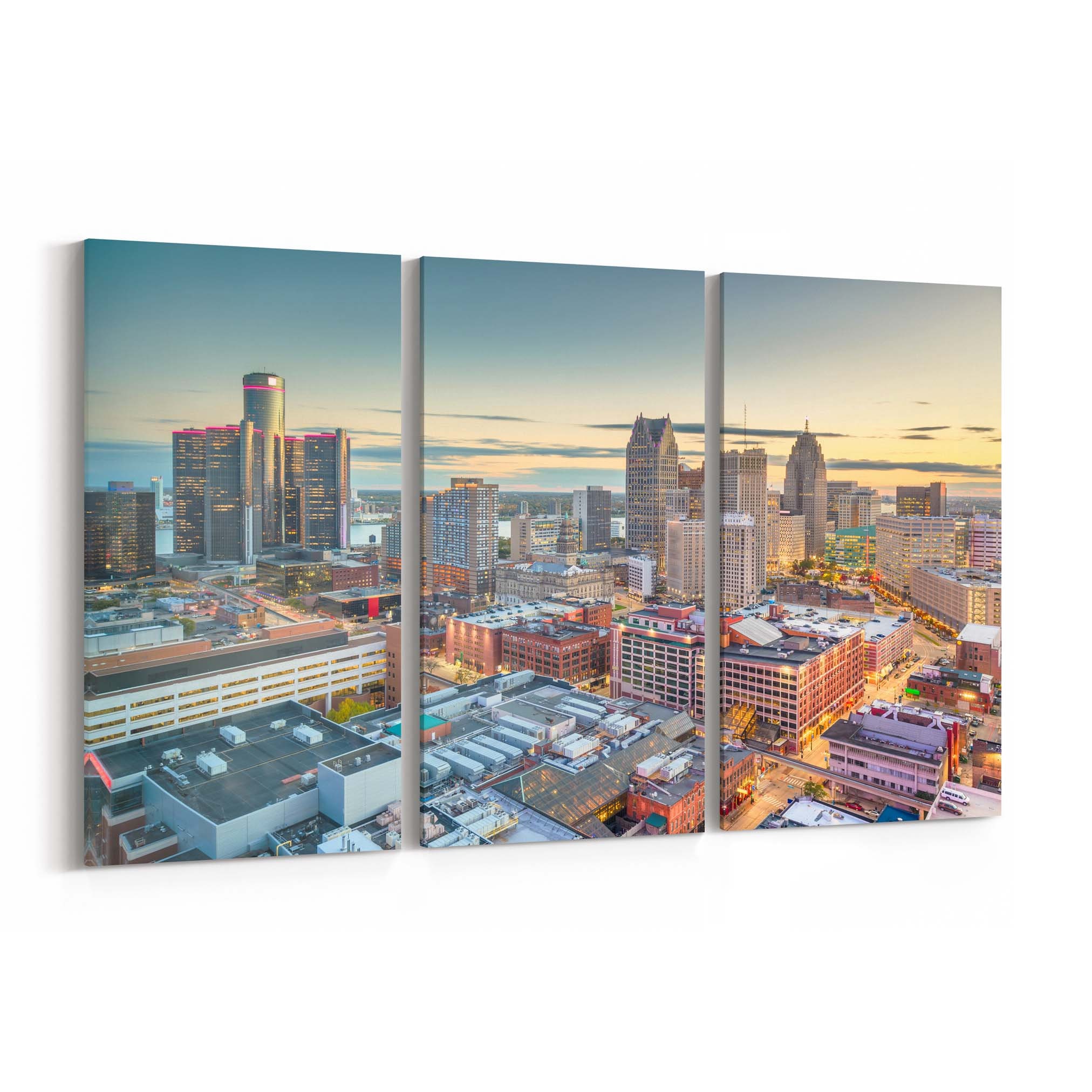 Detroit Skyline Wall Art Detroit Canvas Print Michigan Etsy