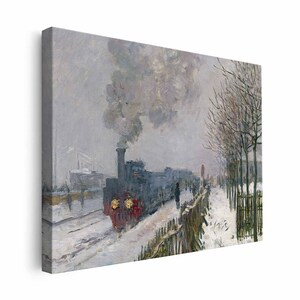 Train in the Snow  Monet Wall Art || Train in the Snow Canvas Print ||Multiple Sizes Wrapped Canvas on Wooden Frame