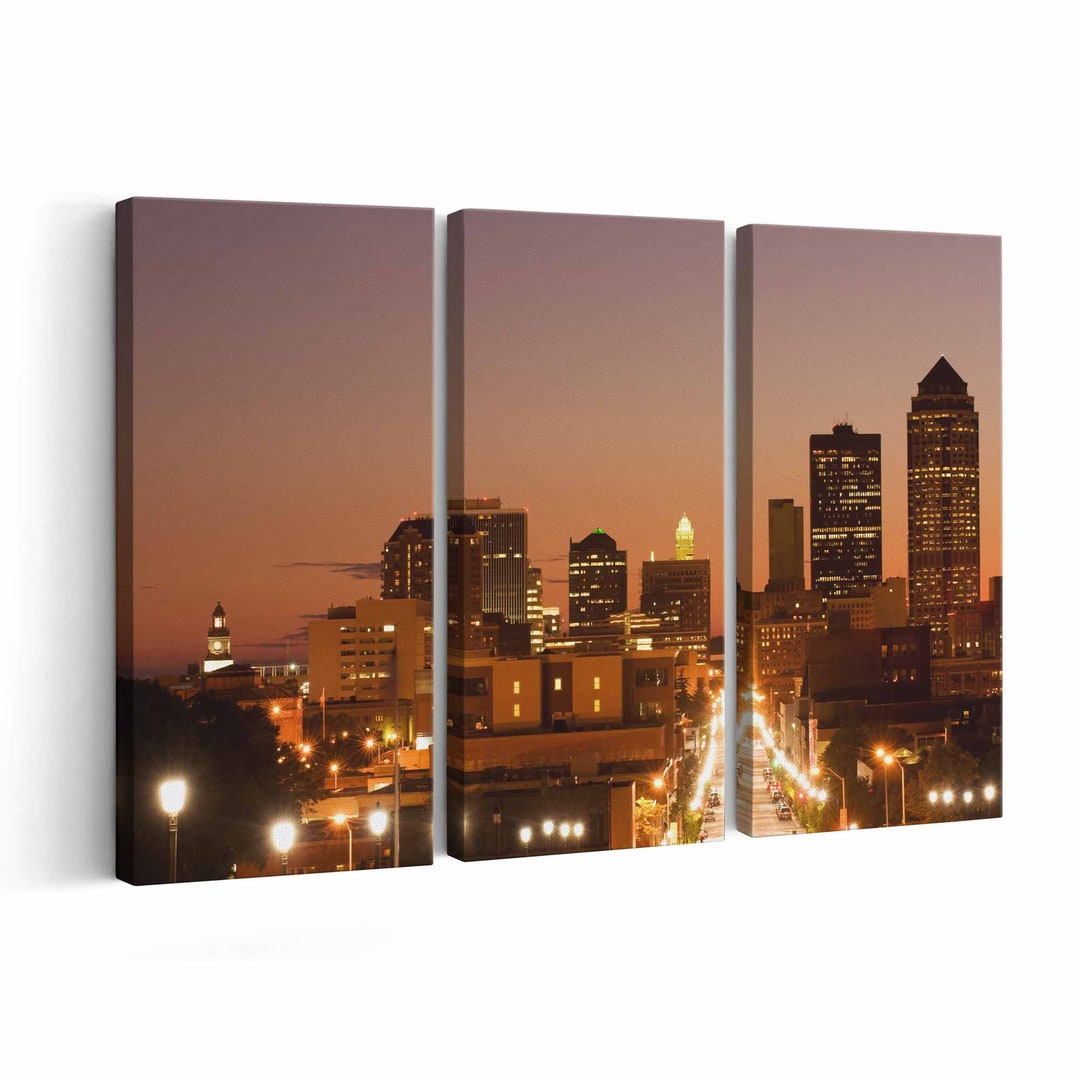 Des Moines Skyline Canvas Print Des Moines Skyline Wall Art Des Moines Skyline Poster Des Moines