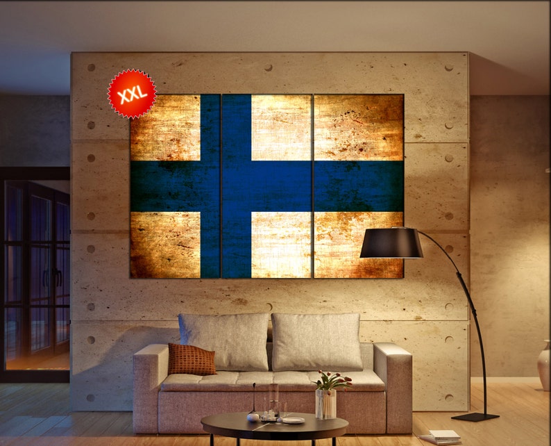 Finland Flag Canvas Wall Art Print Large Country Home Office Decor Interior