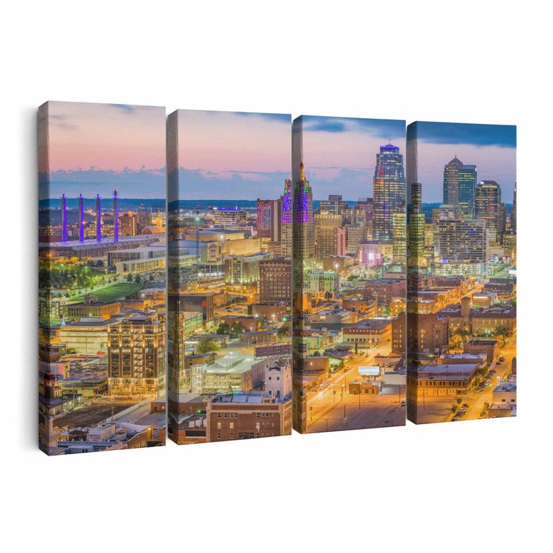Kansas City Skyline Wall Art Kansas City Canvas Print Missouri Etsy