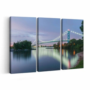Ambassador Bridge Skyline Canvas print || Ambassador Bridge Skyline Wall Art || Ambassador Bridge Skyline Poster || Ambassador Bridge Skylin