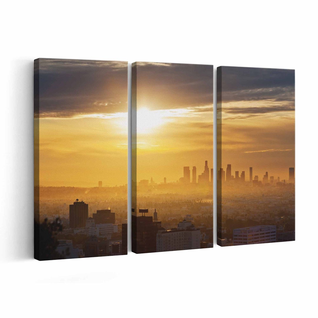 Los Angeles Skyline Canvas Print Los Angeles Skyline Wall Art Los