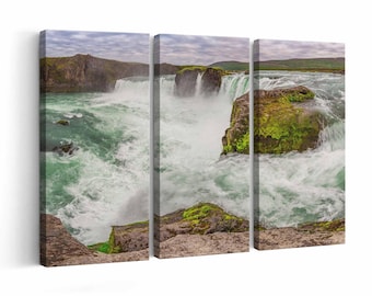 Waterfall in Iceland | Canvas or Poster Print (framed) | Color / Black & White