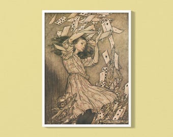 Alice in Wonderland Print | 9x12, 18x24 or 36x48 Size Art | Unframed Print | Fantasy Book Wall Art Print | Fast Delivery | Free Shipping
