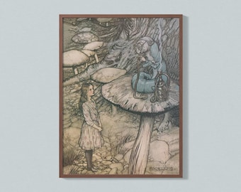 Alice in Wonderland Print | 9x12, 18x24 or 36x48 Size Art | Unframed Print | Fantasy Book Wall Art Print | Fast Delivery | Free Shipping