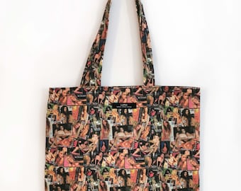 Handgenähte, gefütterte Baumwoll-Tragetasche mit exklusivem Vegas-Motiv