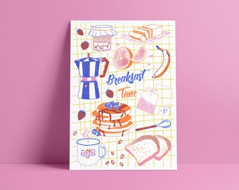 A3-Poster „BREAKFAST TIME“, im Risografieverfahren in Frankreich gedruckt