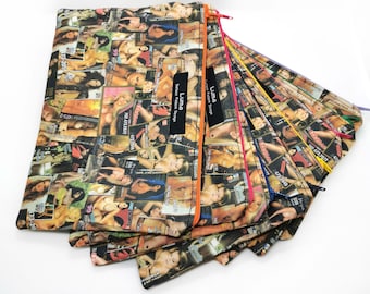 Großer 21,5x15 cm handgemachter Baumwollbeutel mit exklusivem Muster