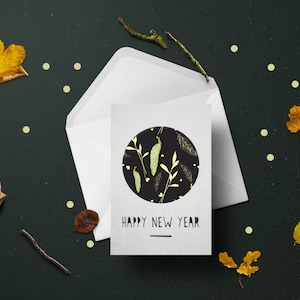 Carte de voeux graphique Happy new Year Paon