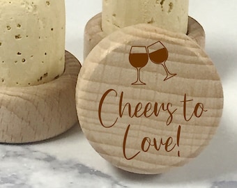 Personalized Cheers to Love Bridal Shower Wine Stopper, FREE Organza Bags, Engraved Wine Stopper, Wine Cork, Wedding Wine Stopper Favor