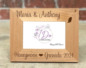 Personalized Grenada Honeymoon Picture Frame, Newlywed Wedding Gift, Wedding Photo Frame, Unique Honeymoon Gift, Grenada Honeymoon Frame