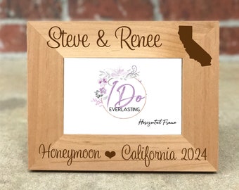 Personalized California Honeymoon Picture Frame, Custom Wedding Gift, Wedding Photo Frame, Vacation Frame, Custom California Honeymoon Frame