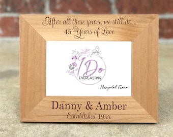 Personalized 45th Anniversary Picture Frame, 45th Anniversary, Custom Engraved Anniversary Gift, Wedding Photo Frame, Anniversary Gift