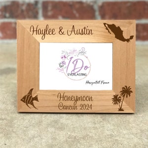 Personalized Cancun Honeymoon Picture Frame, Wedding Gift, Wedding Photo Frame, Honeymoon Gift, Cancun Honeymoon, Wedding Keepsake Frame