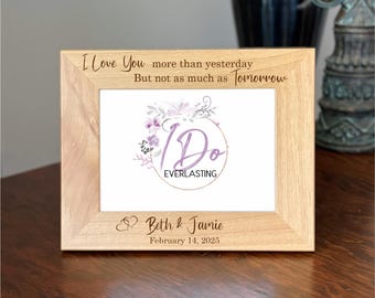 Personalized Couples Wooden Photo Frame, Anniversary Picture Frame, Newly Engaged, Bridal Shower Gift, I Love You Themed Picture Frame
