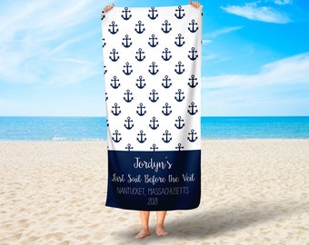 Last Sail Before the Veil Bachelorette Beach Towel, Nautical Bachelorette, Bachelorette Party, Gift for the Bride, Nautical Bachelorette