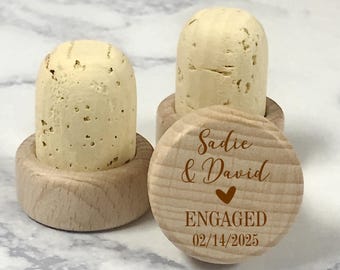 Personalized Engagement Announcement Wine Stopper, FREE Organza Bags, Engraved Wine Stopper, Custom Engraved Engagement Wine Stopper Gift