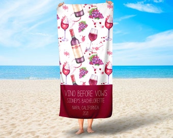 Vino Before Vows Bachelorette Beach Towel, Winery Bachelorette, Bachelorette Party, Gift for the Bride, Napa California Bachelorette, Beach