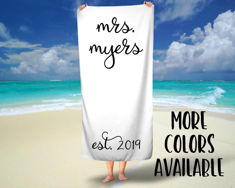Personalized Wedding Beach Towel Honeymoon Party Towel Etsy