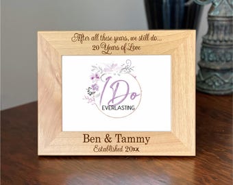 Personalized 20th Anniversary Picture Frame, 20th Anniversary, Custom Engraved Anniversary Gift, Wedding Photo Frame, Anniversary Gift