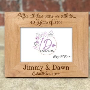 Personalized 40th Anniversary Picture Frame, 40th Anniversary, Custom Engraved Anniversary Gift, Wedding Photo Frame, Anniversary Gift