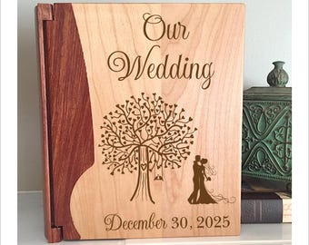 Our Wedding Wooden Photo Album, Custom Wedding Gift for Newlyweds, Wedding Memories, Wood Photo Album, Wedding Memories Keepsake Album