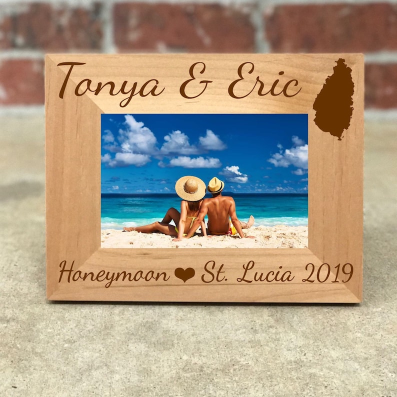 Lucia Honeymoon Picture Frame St Personalized St Lucia Honeymoon Custom Wedding Gift Honeymoon Gift Best Selling Item Wedding Frame