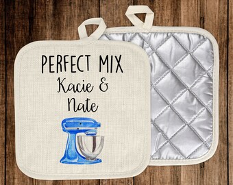 Personalized Perfect Mix Potholder, Valentine Gift, Couple Keepsake Gift, Boyfriend Gift, Girlfriend Gift, Wedding Gift, Newlywed Gift