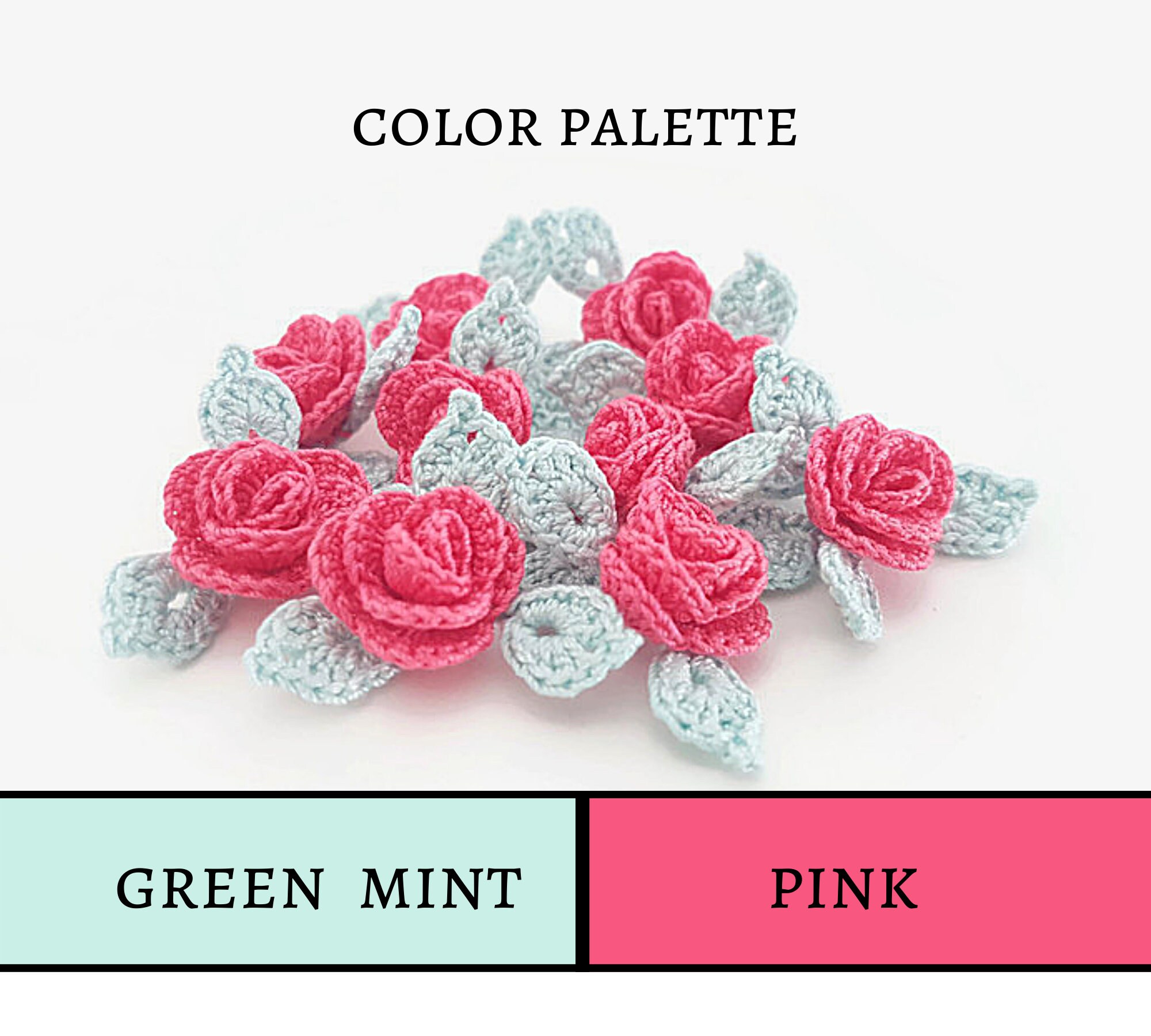 Pink Crochet Roses Pink Crochet Mini Rose Applique Crochet Flowers Pink Flower - Etsy