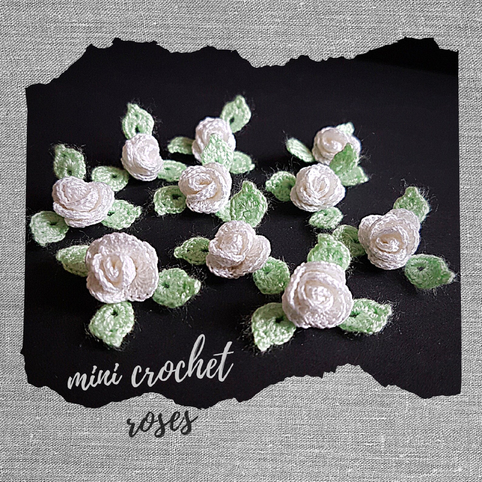 Mini Crochet Roses Flowers Applique With Leaves White Roses Etsy
