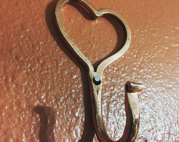 Handcrafted Pure Copper Heart Shaped Coat Hook / Decorative Key Hook