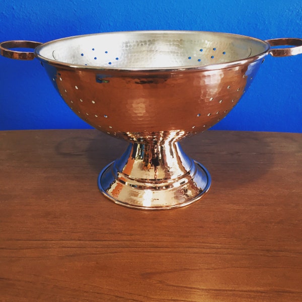 Handcrafted hammered copper strainer / colander