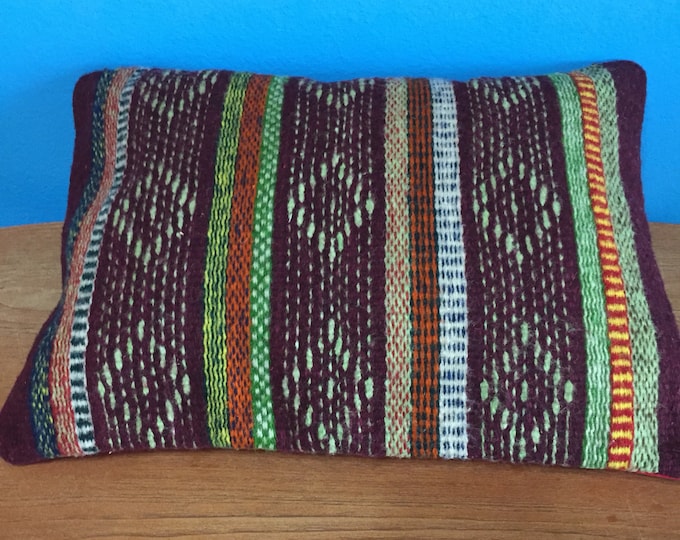 Zapotec hand woven merino wool pillow sham 14" x 18"