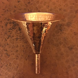 Handcrafted pure hammered copper funnel