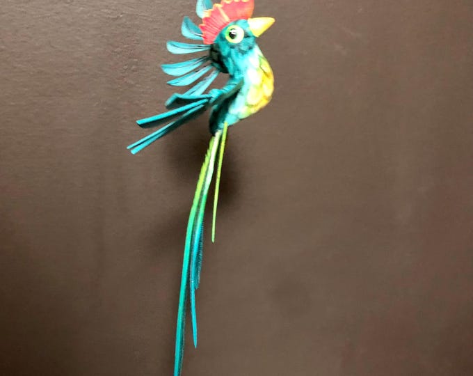Alebrije Exotic Quetzal Bird Wood Carving by Roberto and Esperanza Martinez